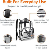 Clear Transparent School Backpack – Water-Resistant PVC Bag with Reinforced Straps | Security-Compliant Student Bookbag