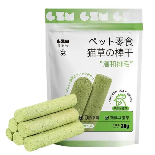 Cat Grass Teeth Cleaning Sticks – Natural Chew Snacks for Kittens & Adult Cats, Dental Health & Hairball Control