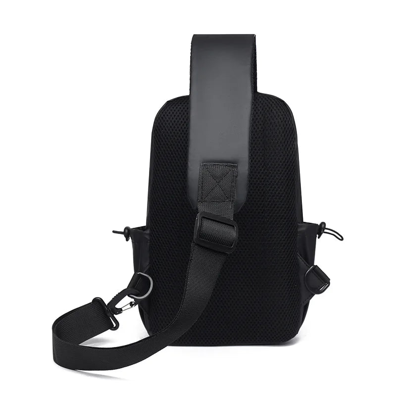 Men’s Oxford Chest Rig Bag – Zippered Tactical Fanny Pack with Polyester Bucket Design for Streetwear & Daily Carry