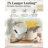 5-Quart Nonstick Ceramic Stock Pot with Glass Lid – Twist Lock Handles & Strainer for Easy Cooking 🍲✨