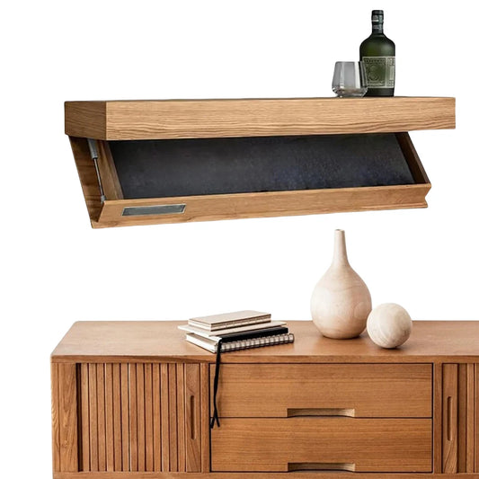 “Wooden Concealed Floating Shelf with Secret Compartment – Wall-Mounted Hidden Storage Rack for Books, Wine & Decor”