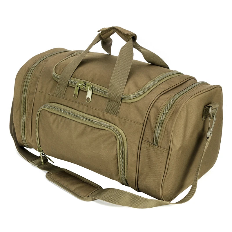 Military tactical travel duffle bag – outdoor sports luggage with shoe compartment, gym, hiking & weekend gear bag for men