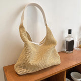 Women’s Straw Tote Bag – Large Capacity Woven Shoulder Bag with PU Purse for Beach, Summer & Travel 👜🌴