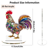 Colorful Acrylic Animal Figurines – 2D Flat Owl & Rooster Decorative Plaques with Base Stand | Modern Tabletop Décor