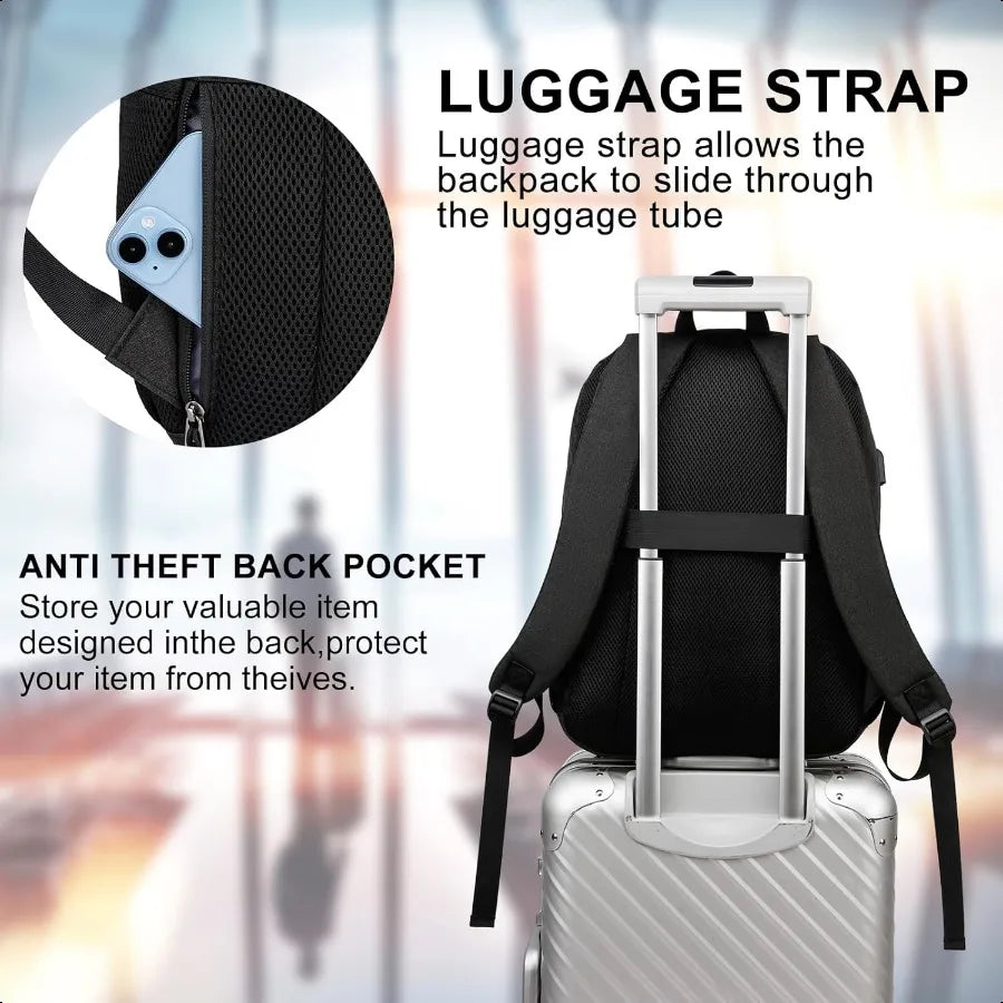 15.6" Water-Resistant School Laptop Backpack – USB Charging Bookbag for Teen Boys & College Students | Durable Study Daypack