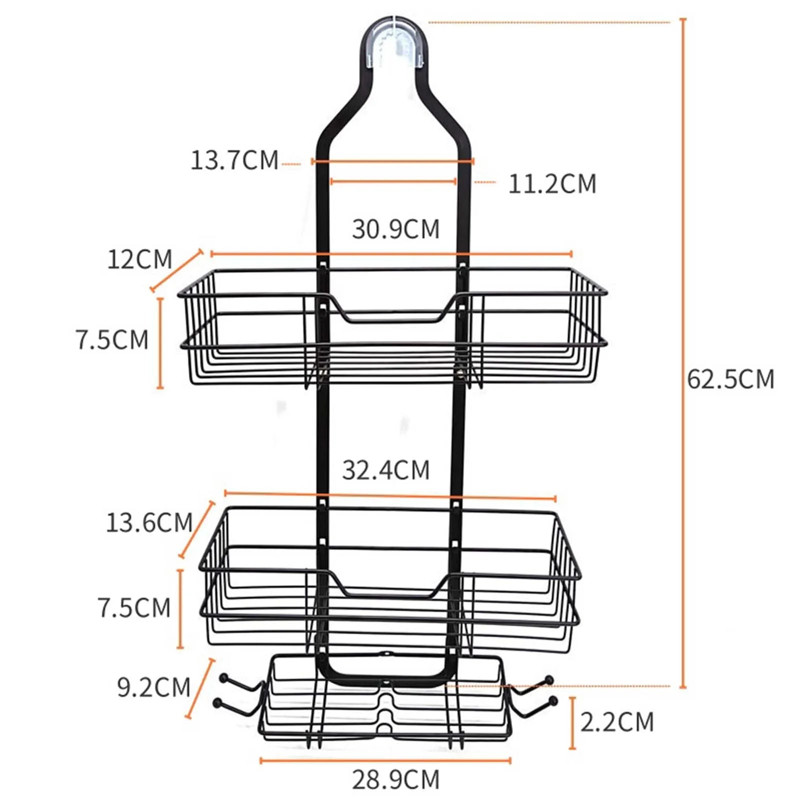 Large-Capacity Hanging Shower Caddy with Multiple Shelves – Towels & Bath Organizer Rack