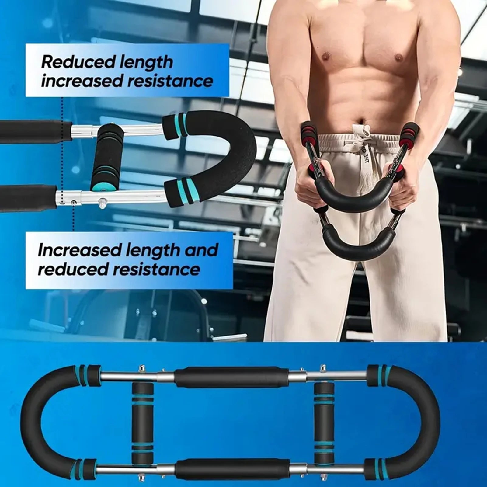 Adjustable U-Shape Power-Twister Bar – Dual Hand Grip Spring Trainer for Chest, Arms & Upper Body Strength 💥