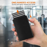 Men’s Wallet & Card Holder – Pop-Up Aluminum Case & Top-Grain Leather Smart Wallet for Men with RFID Blocking (Slim Front Pocket)