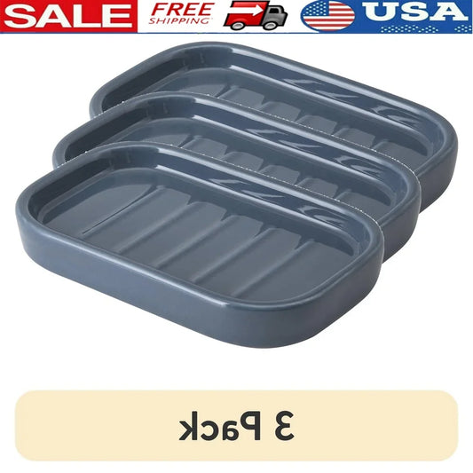 3-Pack Durable Ceramic Soap Dish Trio – Multi-Use Home & Bathroom Storage Organizer