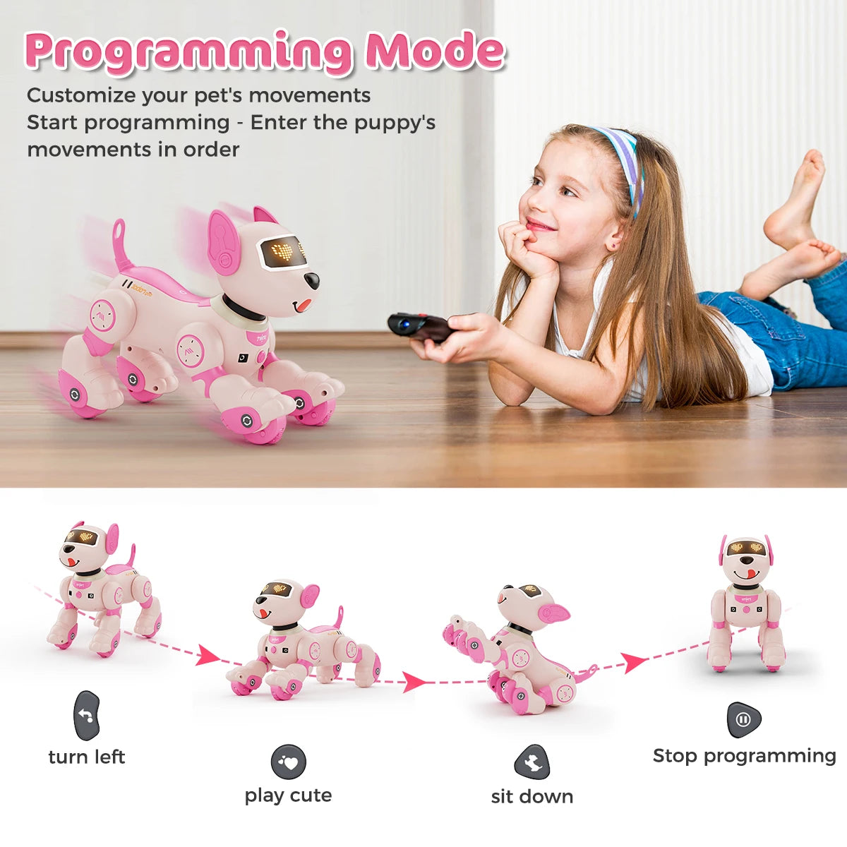 VATOS Robot Dog Toy – Interactive Voice & Remote Control Puppy with Touch Sensors, 20+ Modes, Fun Pet Toy for Kids