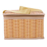 Wicker-Style Insulated Picnic Cooler Bag – 22×14×12 cm Outdoor Lunch Basket with Strap & Zipper