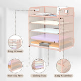 2-Pack Pink 5-Tier Mesh Desk Organizer with Handle – Letter-Tray Set