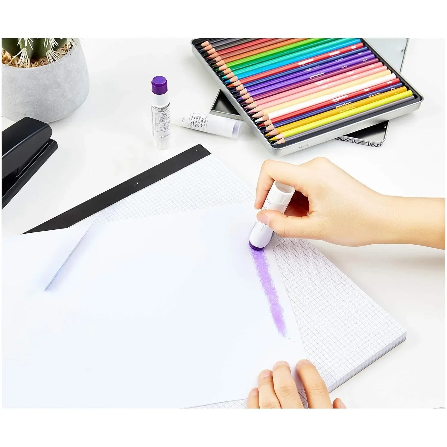 Basics Purple Washable School Glue Sticks – 30-Pack (Dries Clear)