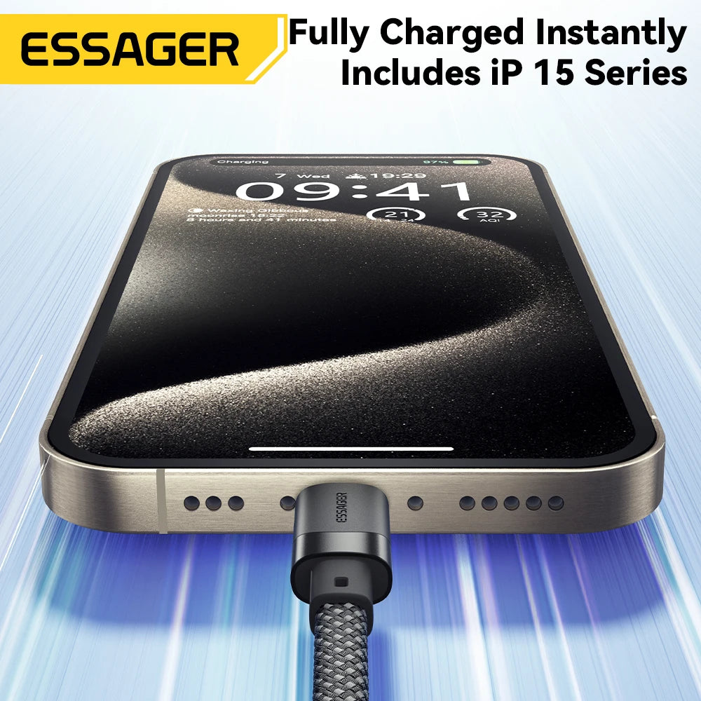 Essager USB-C to USB-C Magnetic Fast Charger Cable – 100W/65W Type-C Data & Charging Wire for iPhone 15, Samsung & Laptops