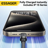 Essager USB-C to USB-C Magnetic Fast Charger Cable – 100W/65W Type-C Data & Charging Wire for iPhone 15, Samsung & Laptops