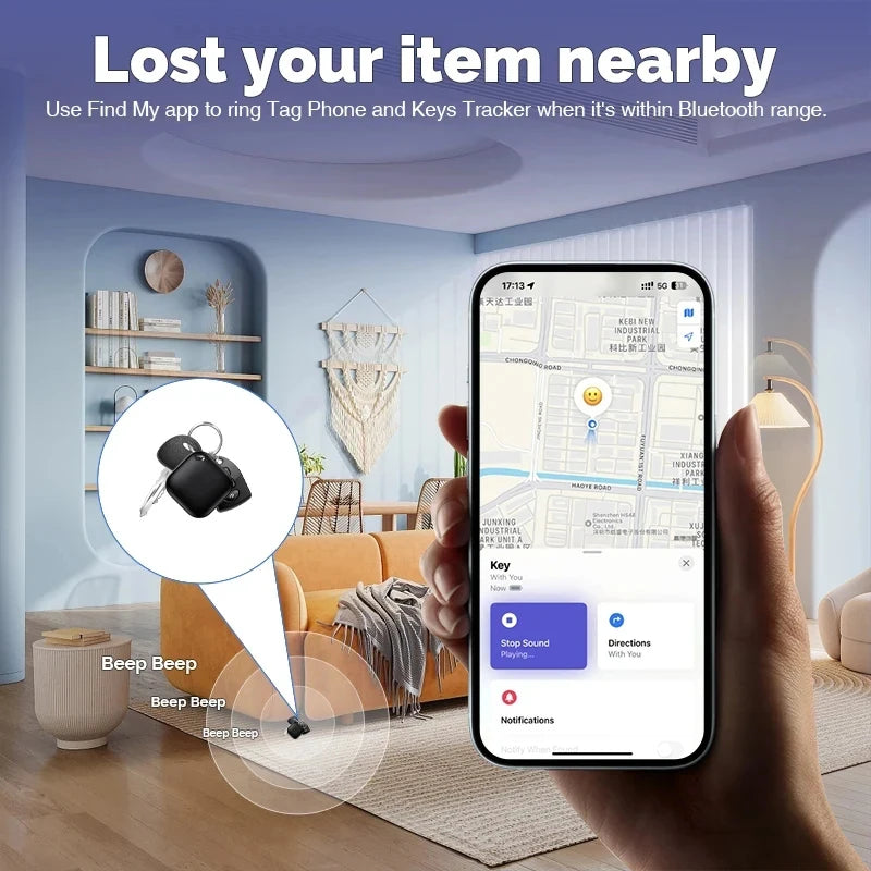 4-Pack GPS Bluetooth Tracker Tags – Smart Locator Devices Compatible with Apple Find My App for Keys, Wallet, Pets & Cars