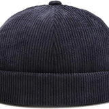Corduroy Brimless Docker Hat – Unisex Adjustable Harbour Beanie with Rolled Cuff Skull Cap Style