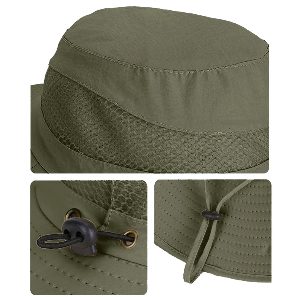 Outdoor Camping & Fishing Solar Fan Hat – Unisex Portable Wide Brim Fisherman Cap with Solar-Powered Cooling Fan