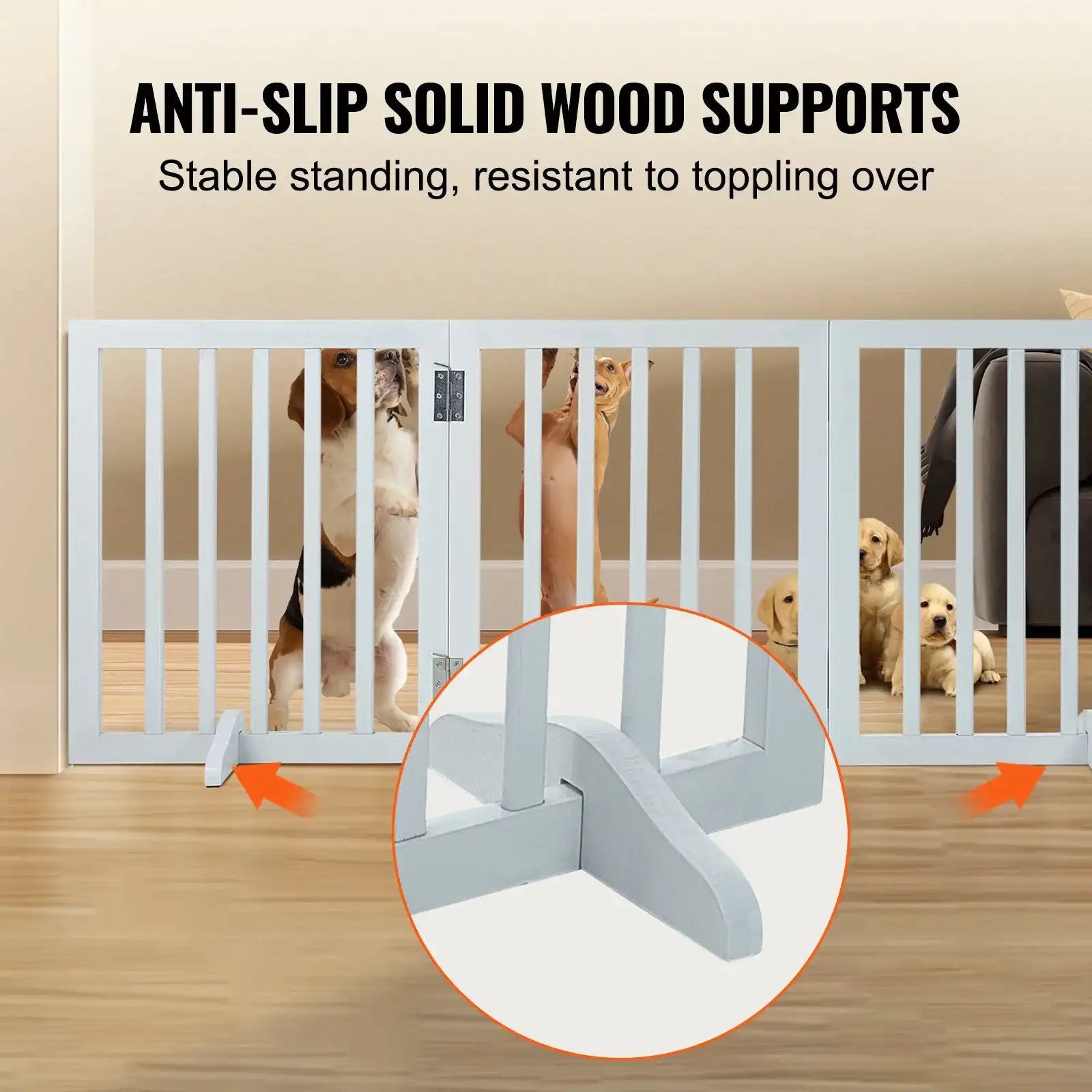 Vevor Free-Standing Dog Gate – 3 Panel Foldable Pet Gate for Narrow Passageways, Expandable Freestanding Barrier for Dogs & Pets