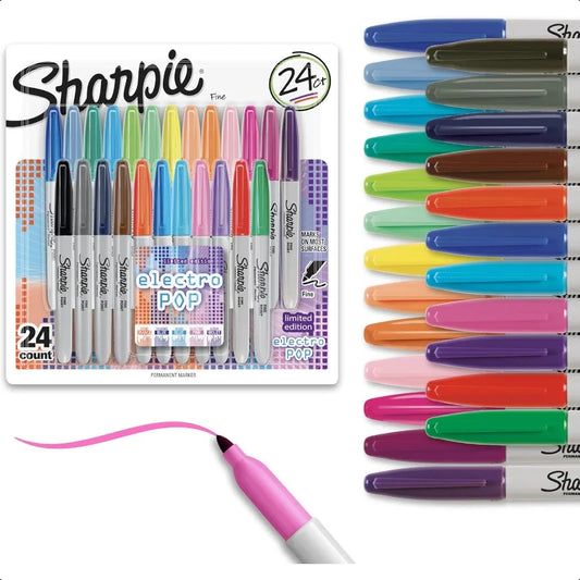 Electro Pop Permanent Markers – Fine Tip Assorted Color Marker Set for Drawing, Writing & Art Projects 🎨