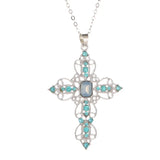 Gothic Zircon Cross Necklace – Unisex Y2K Large Pendant with Irregular Crystal Design for Men & Women