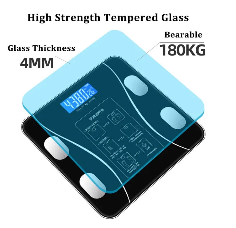 Intelligent USB Rechargeable Wireless Digital Weighing Scale with Bluetooth & LED Display – Body Fat Measurement