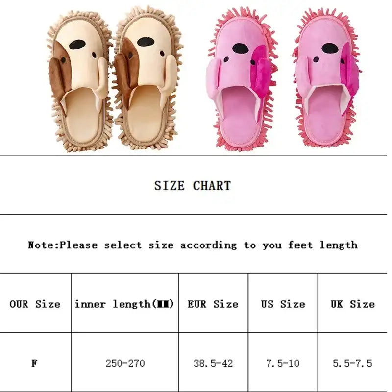 Cartoon Dog Lazy Mop Slippers – Unisex Microfiber Floor Cleaning & Dusting Slippers with Detachable Mop Shoes