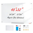 Magnetic Frameless Glass Dry-Erase Board – 48″ × 32″, Wall-Mounted Glass Whiteboard for Office, School & Home