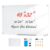 Magnetic Frameless Glass Dry-Erase Board – 48″ × 32″, Wall-Mounted Glass Whiteboard for Office, School & Home