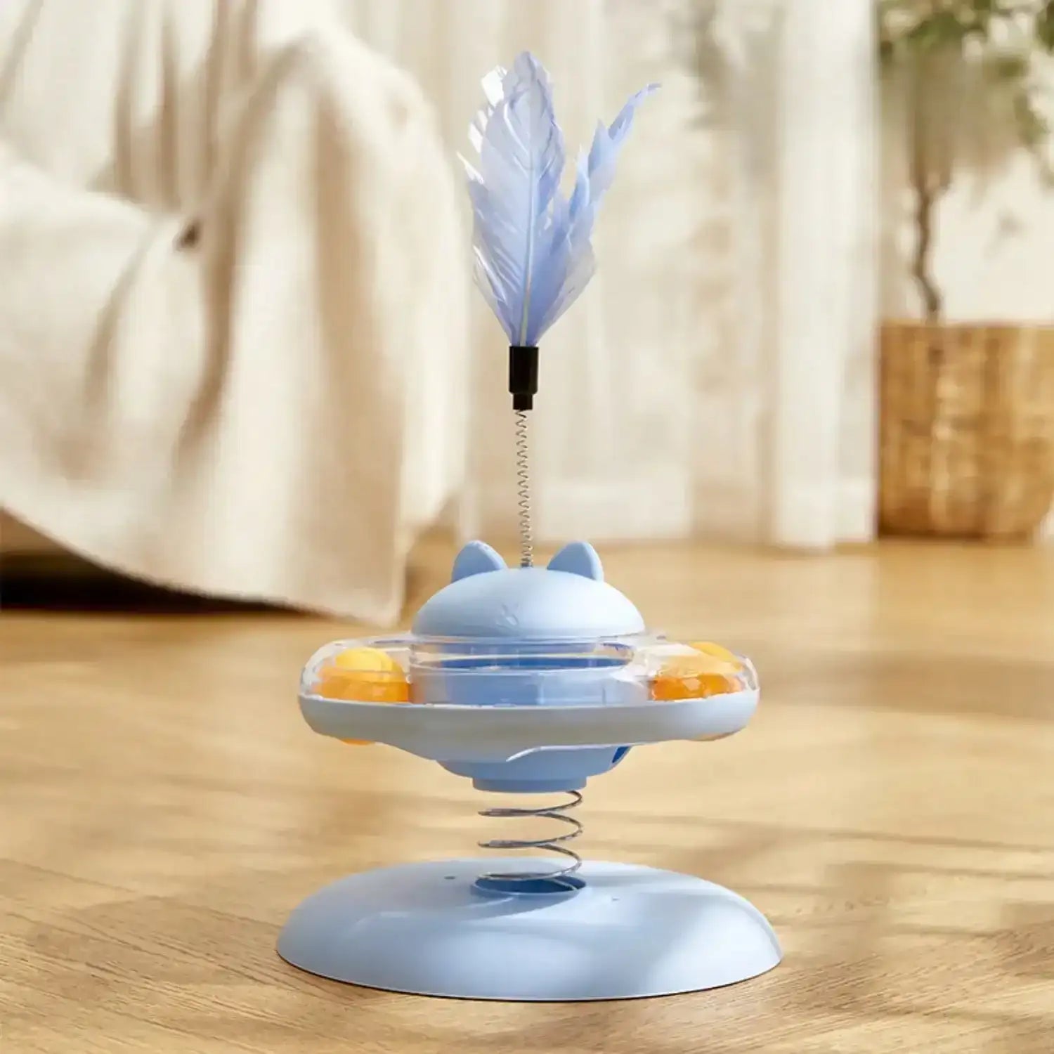 360° Rotating Interactive Cat Toy & Food Dispenser – Indoor Slow-Feed Puzzle Feeder for Weight Management