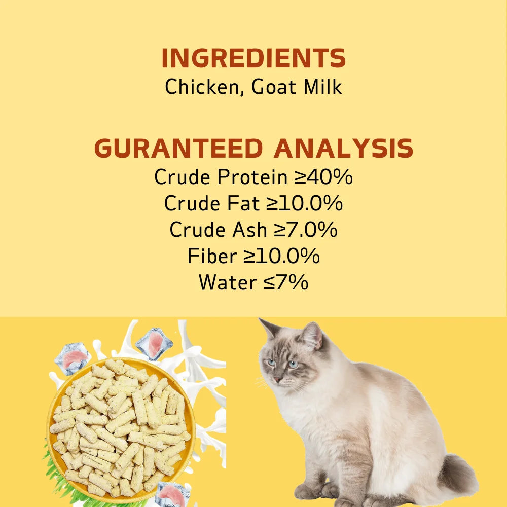 Chicken Cat Grass Milk Stick Treats – Hairball Control & Teeth Cleaning Chews, Chicken-Flavored Snacks for Cats