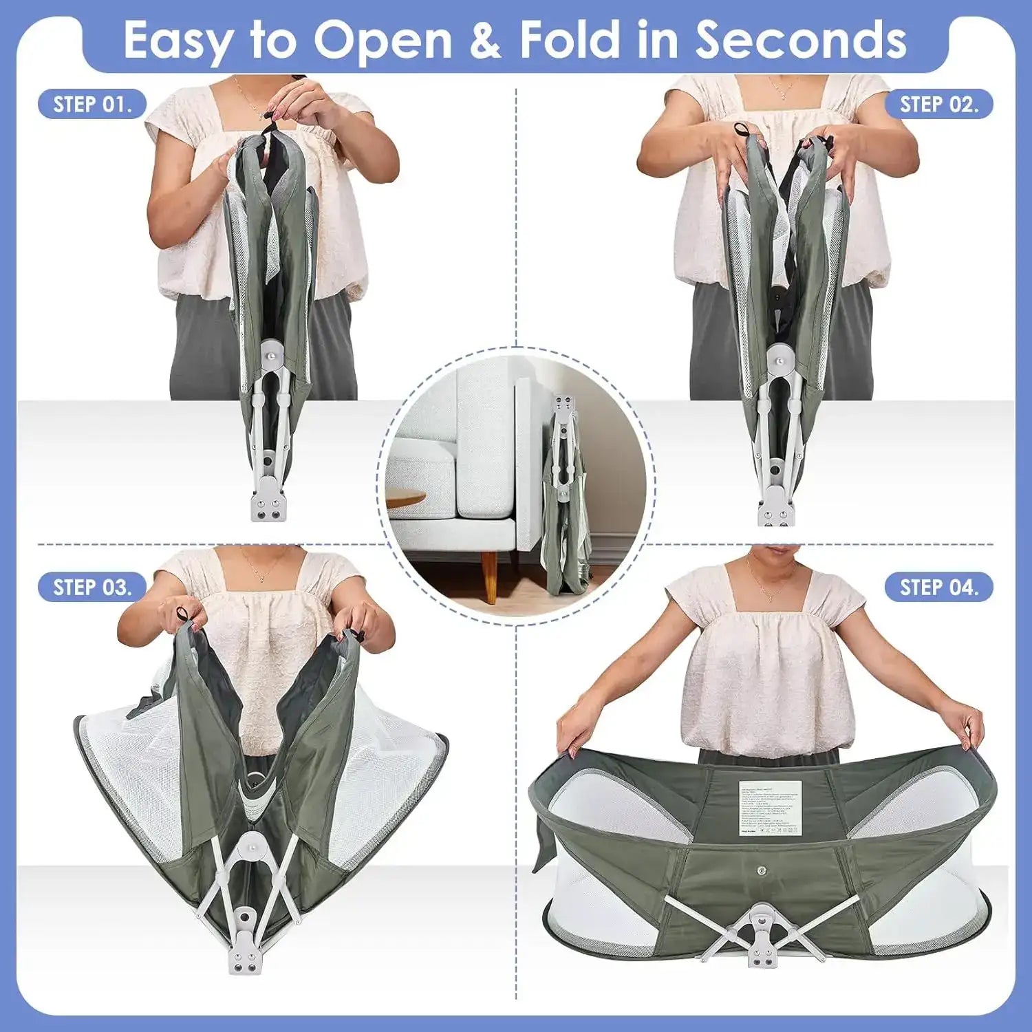 “Portable Baby Bassinet Travel Pod – Infant Lounger with Mosquito Net”