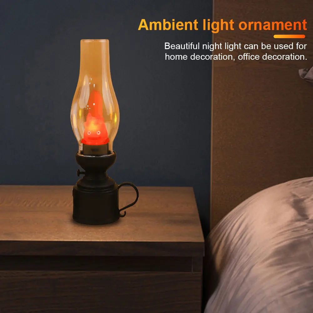 Calcifer Vintage-Style Night Light – Kerosene Lamp with Soft Flame Anime Glow