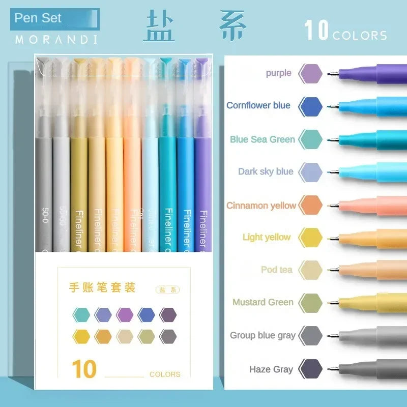 Morandi Gel Pen Set – 10-Color Smooth Ink Pens for Students, Journaling & Office Use 🖊️