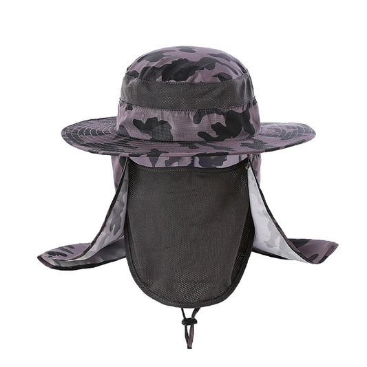 Large Brim Sun Hat – Anti-UV UPF 50+ Outdoor Fishing & Mountaineering Cap with Adjustable Chin Strap (Unisex)