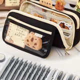 9-Layer Kawaii Capybara Zipper Pencil Case with Stickers – Canvas Stationery Storage Pouch
