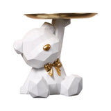 Geometric Bear Resin Sculpture with Tray – Modern Storage Figurine & Key Holder for Home, Entryway & Office Décor