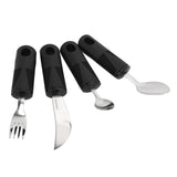 4-Piece Non-Slip Rubber Handle Stainless Steel Utensil Set – Spoon • Fork • Steak Knife • Teaspoon