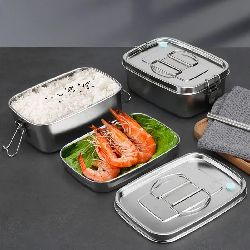 2-Layer Stainless Steel Bento Lunch Box – 1000 ml Insulated Food Container for School, Office & Kitchen