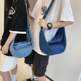 Unisex Denim Hobo Sling Bag – Adjustable Strap, Large-Capacity Daily Shoulder & Crossbody Bag