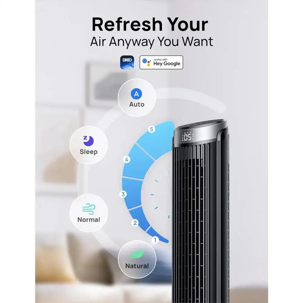 40'' Bladeless Oscillating Fan, 5 Speeds, Remote & 12H Timer Quiet