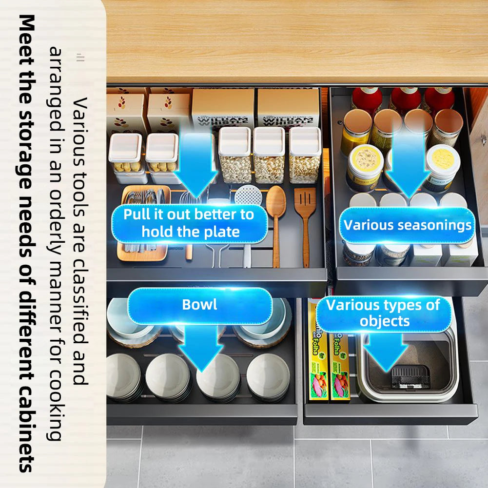 Carbon-Steel Pull-Out Cabinet Organizer – Slide-Out Drawers for Kitchen, Bathroom & Pantry