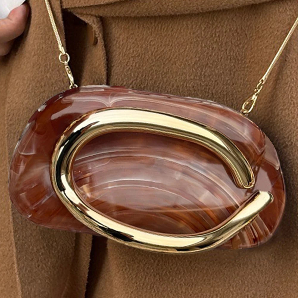 Women’s Retro PU Leather Clutch Bag – Elegant Evening Party Shoulder Crossbody Purse with Chain Strap & Phone Holder