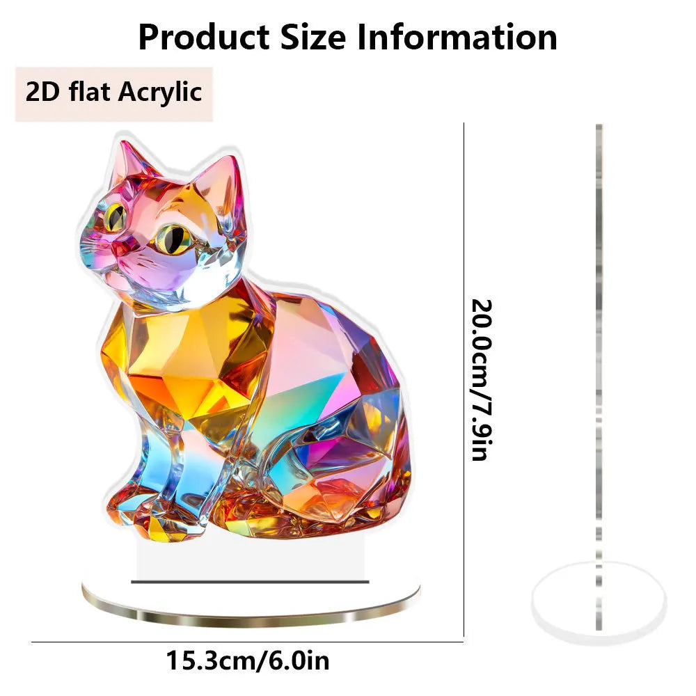 Colorful Acrylic Animal Figurines – 2D Flat Owl & Rooster Decorative Plaques with Base Stand | Modern Tabletop Décor