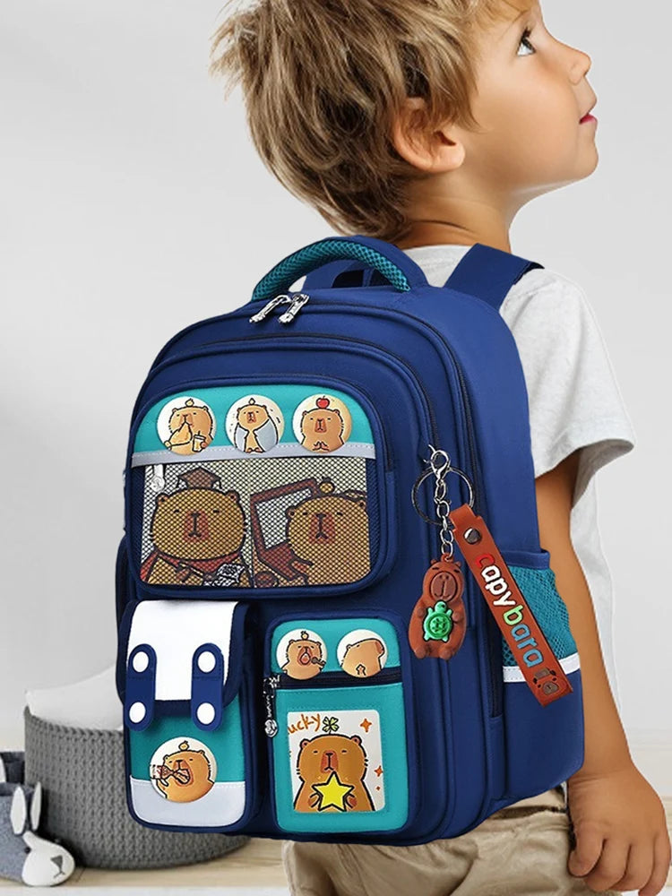 Capybara Kawaii Backpack – Adjustable Strap Multi-Pocket Oxford Cloth Rucksack