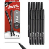 Felt Tip Pens – Fine Point 0.4mm Black Markers, 12 Count Set for Journaling, Drawing & Office Use