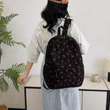 Corduroy Strawberry Graphic Backpack – Casual Large Capacity Travel Daypack