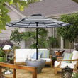 Black & White Striped Outdoor Patio Umbrella with Push-Button Tilt & Crank Handle