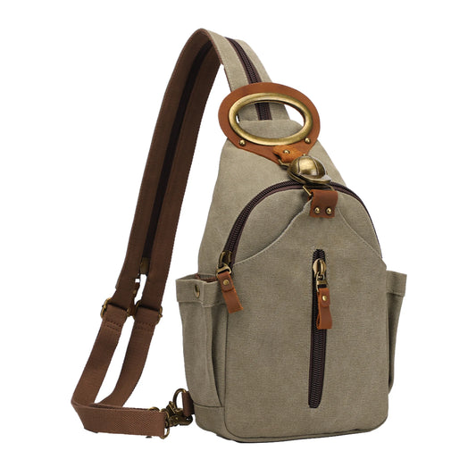 Kouli Buir Canvas Sling Backpack — Convertible Chest Crossbody Daypack for Outdoor Cycling, Hiking & Travel