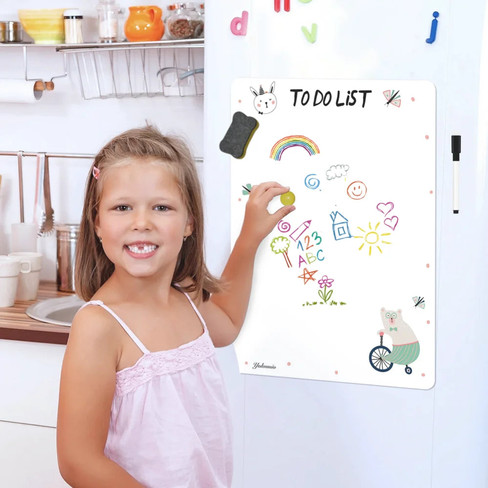 Yokumio Magnetic Refrigerator Calendar – A3 Dry Erase Planner with Marker & Eraser for Home, Office & Classroom